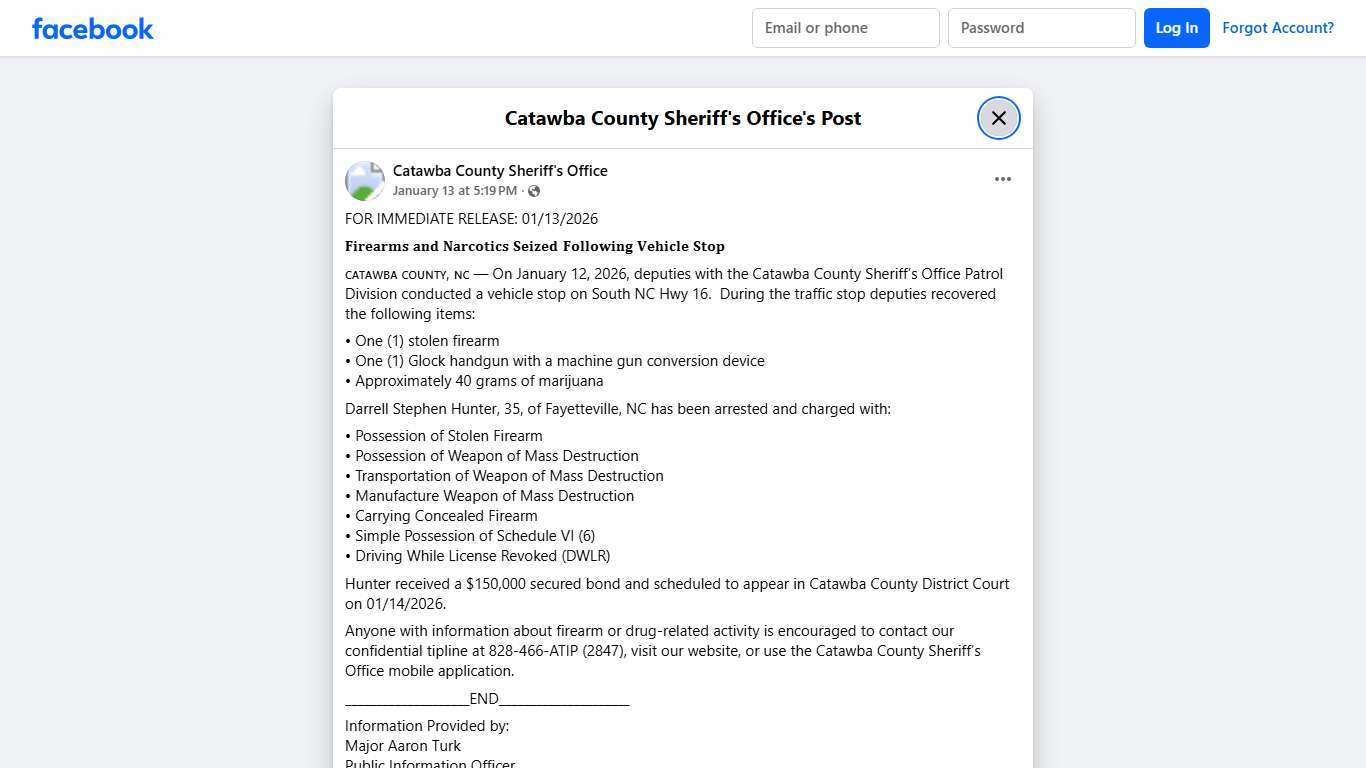 FOR IMMEDIATE RELEASE:... - Catawba County Sheriff's Office | Facebook